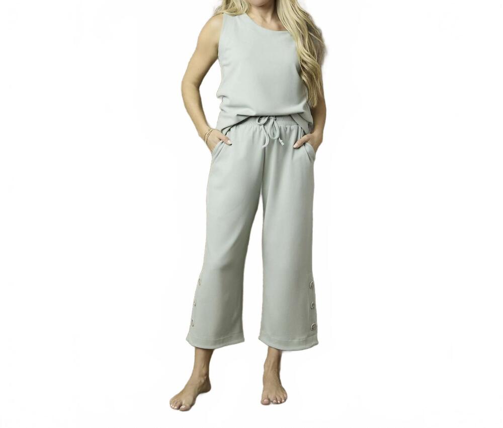 NEW COCO + CARMEN weekend brushed button button crop top in blue